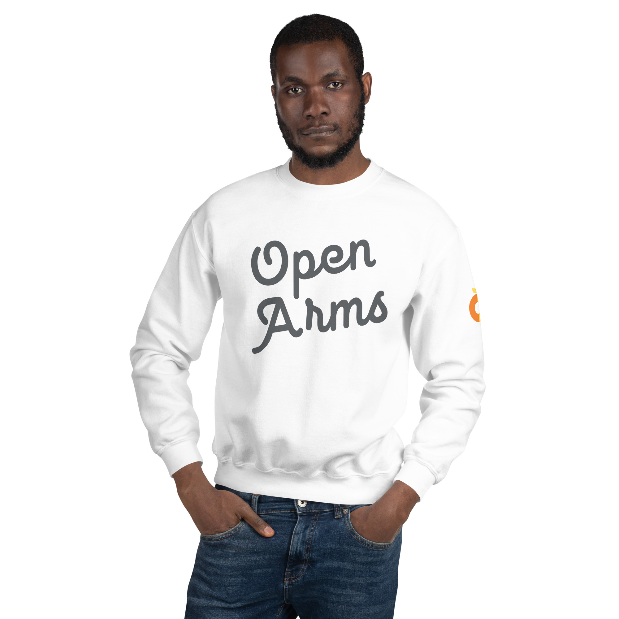 Open Arms Script Unisex Crew Sweatshirt Light - Image 2