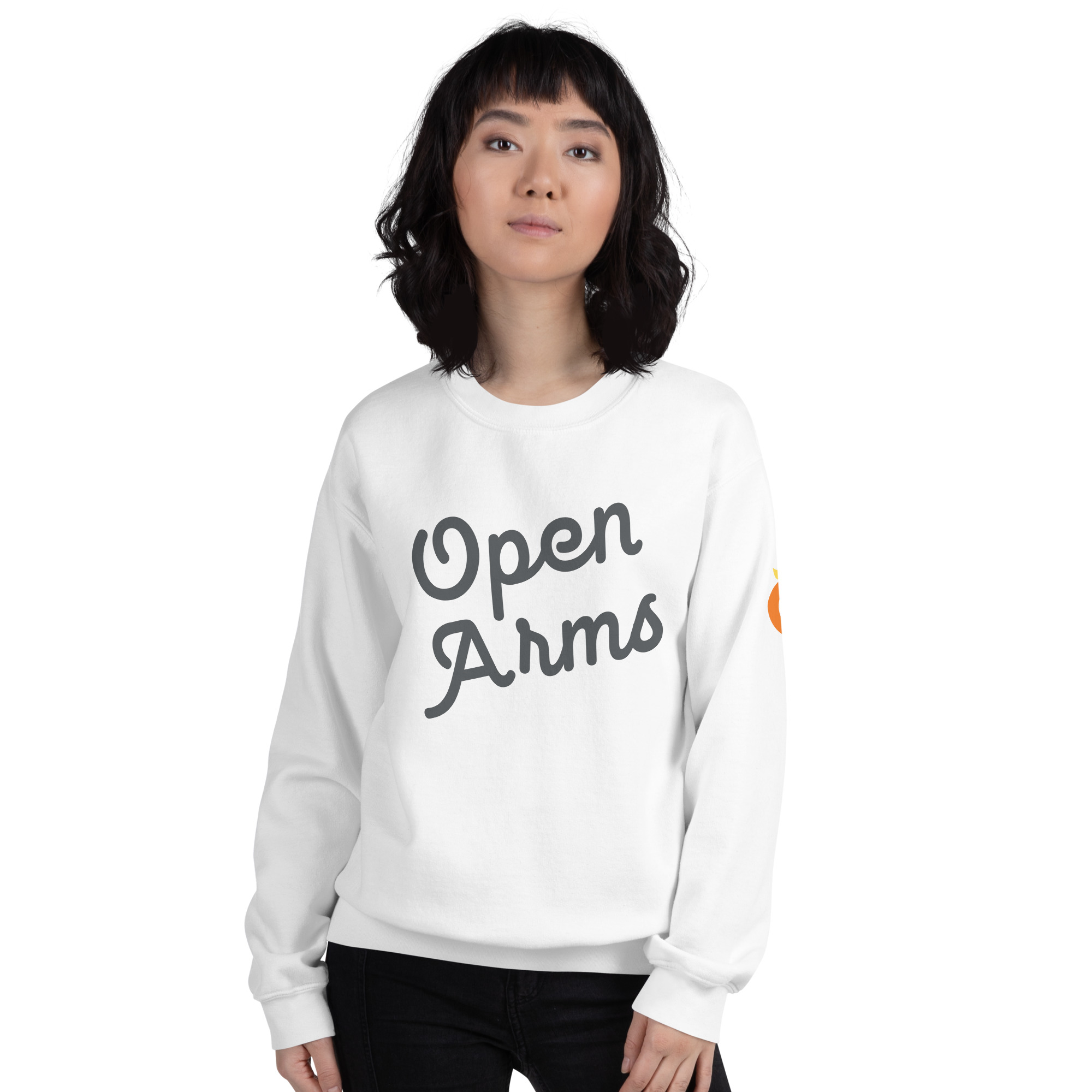 Open Arms Script Unisex Crew Sweatshirt Light - Image 3