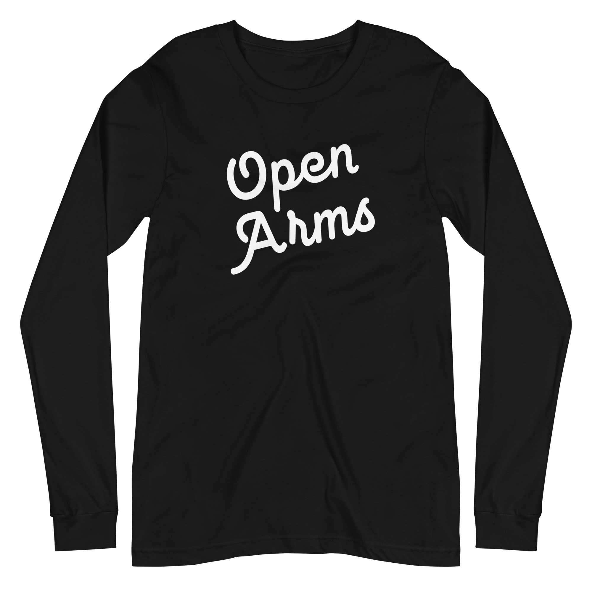 Open Arms Script Unisex Long Sleeve Tee Dark - Image 7