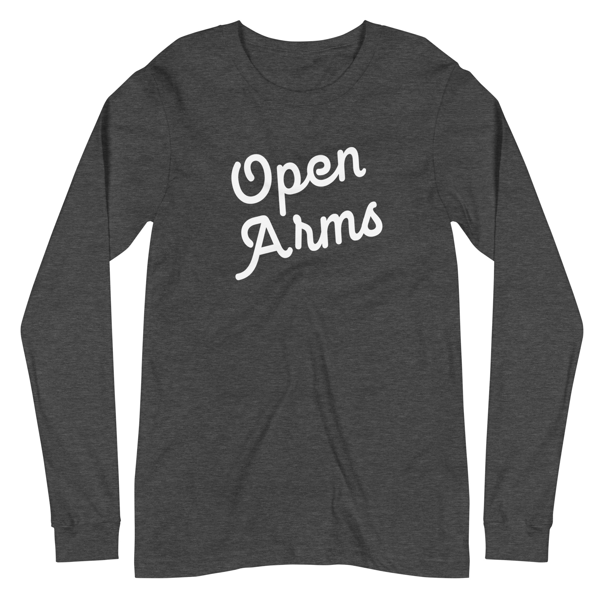 Open Arms Script Unisex Long Sleeve Tee Dark - Image 13