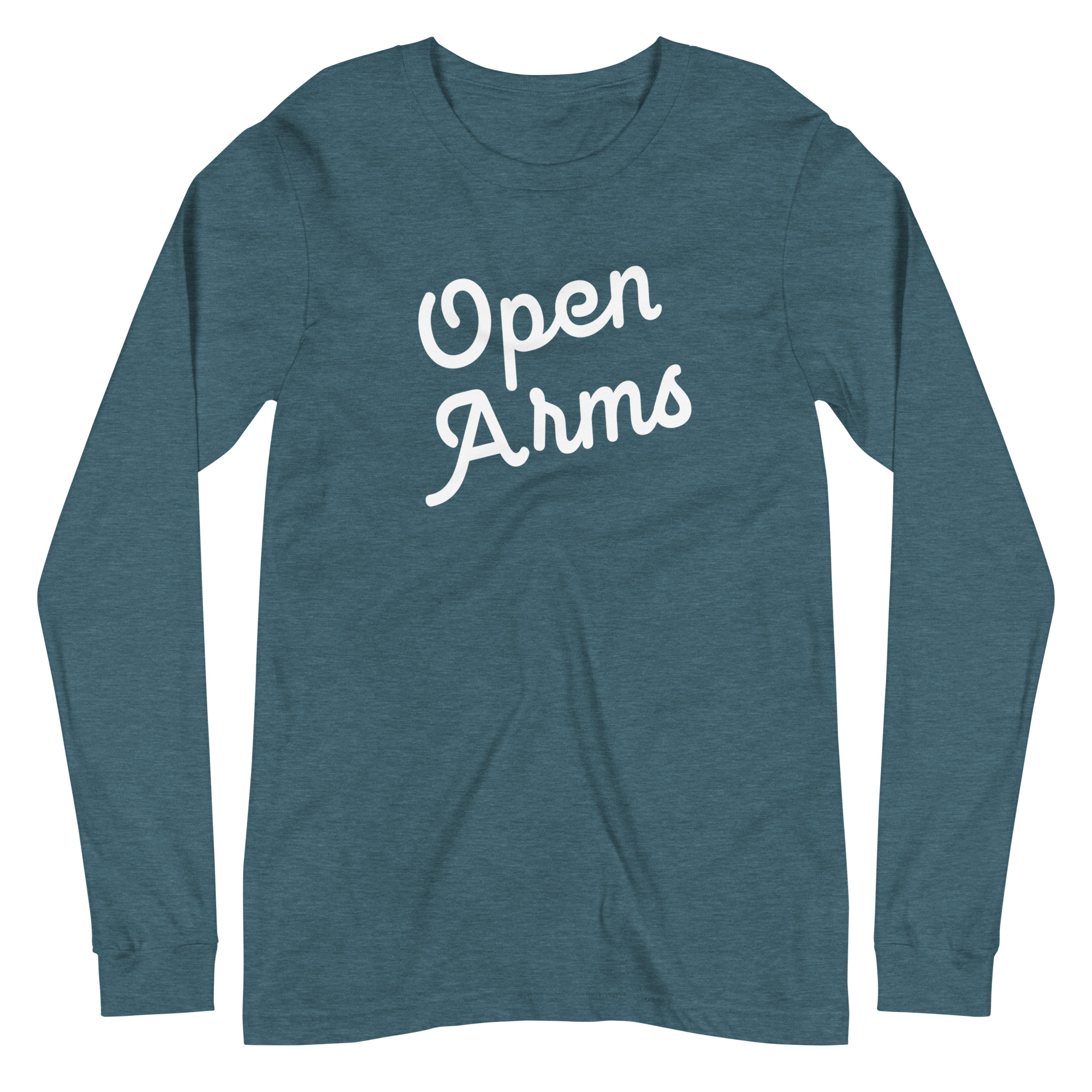 Open Arms Script Unisex Long Sleeve Tee Dark - Image 17