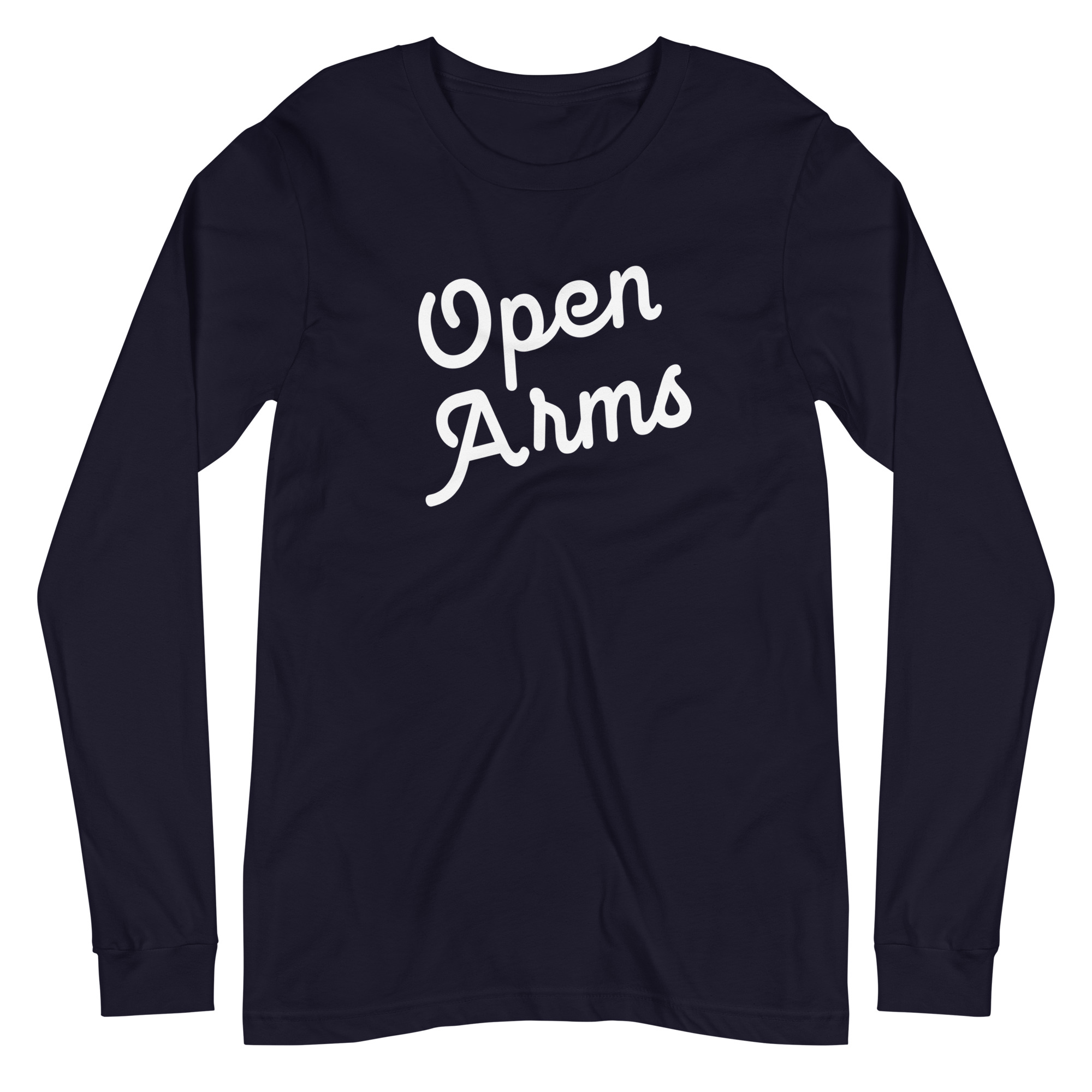 Open Arms Script Unisex Long Sleeve Tee Dark - Image 9