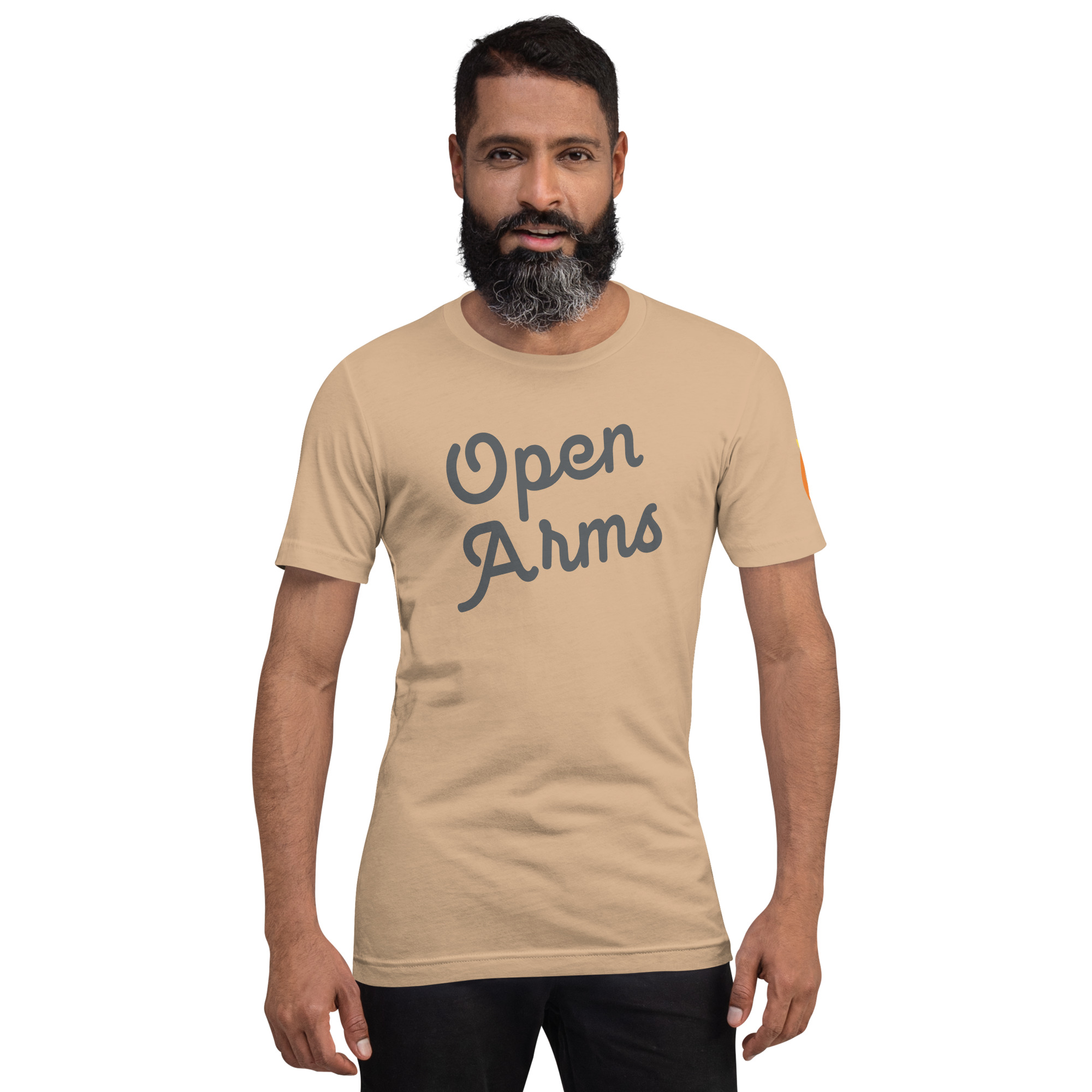 Open Arms Script Unixex T-Shirt Light - Image 5