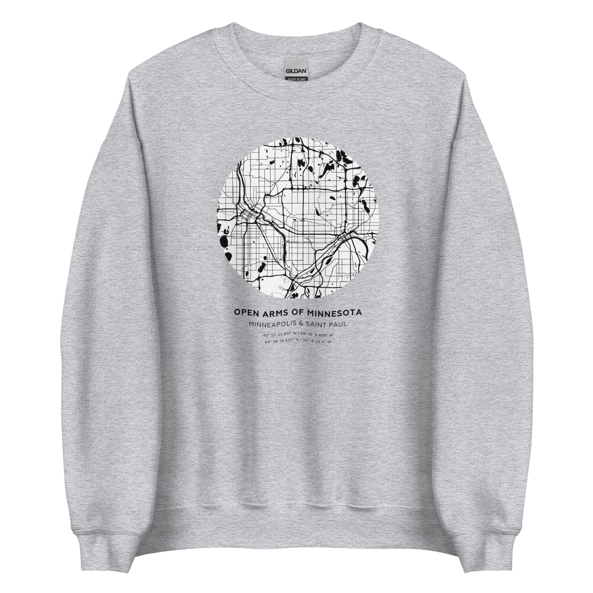 Twin Cities Map Unisex Sweatshirt (Light) - Image 4