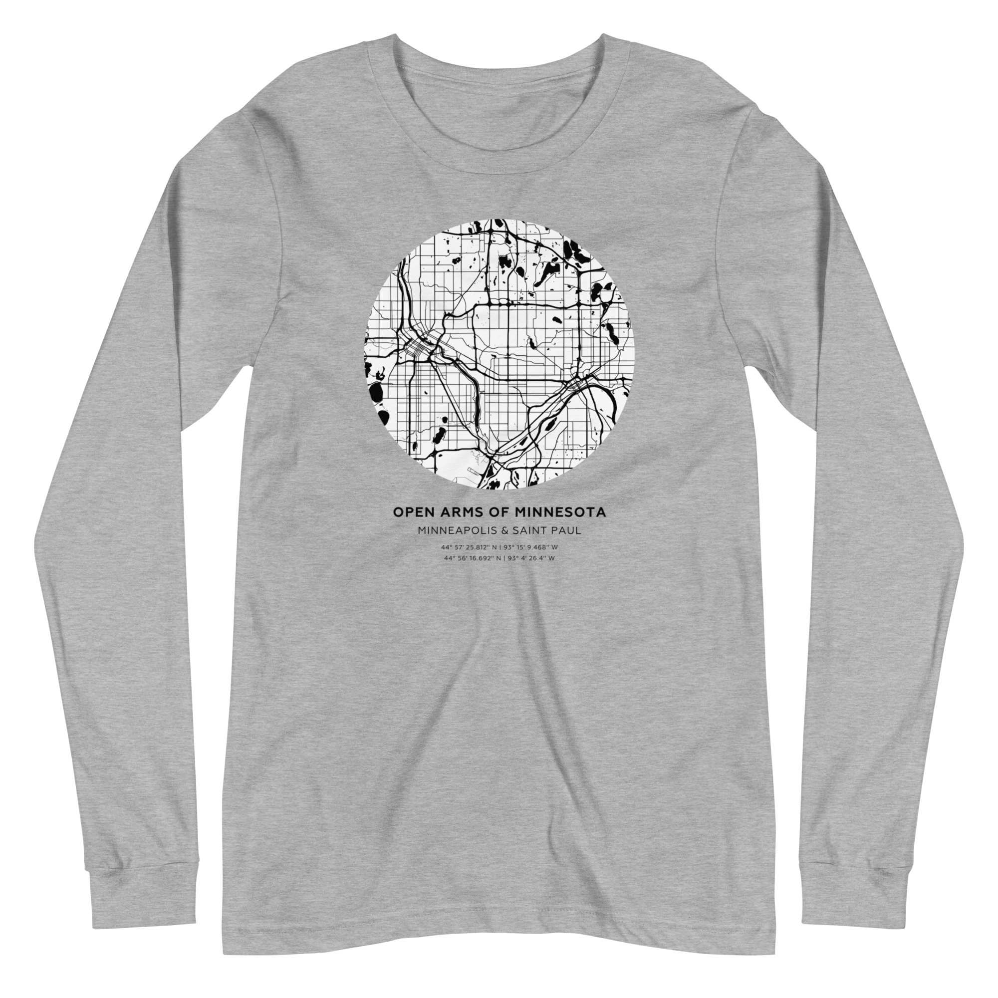 Twin Cities Map Unisex Long Sleeve Tee - Image 6