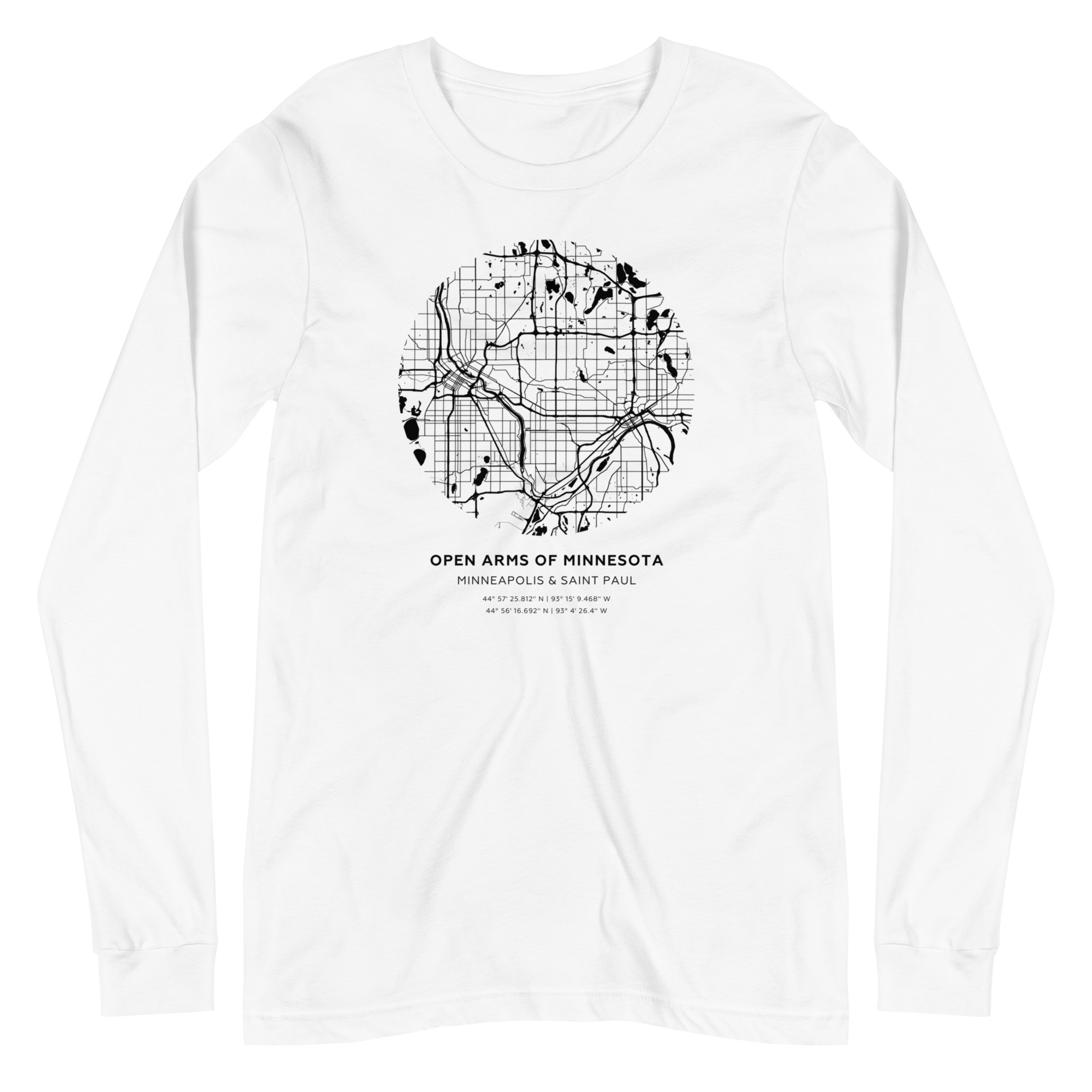 Twin Cities Map Unisex Long Sleeve Tee