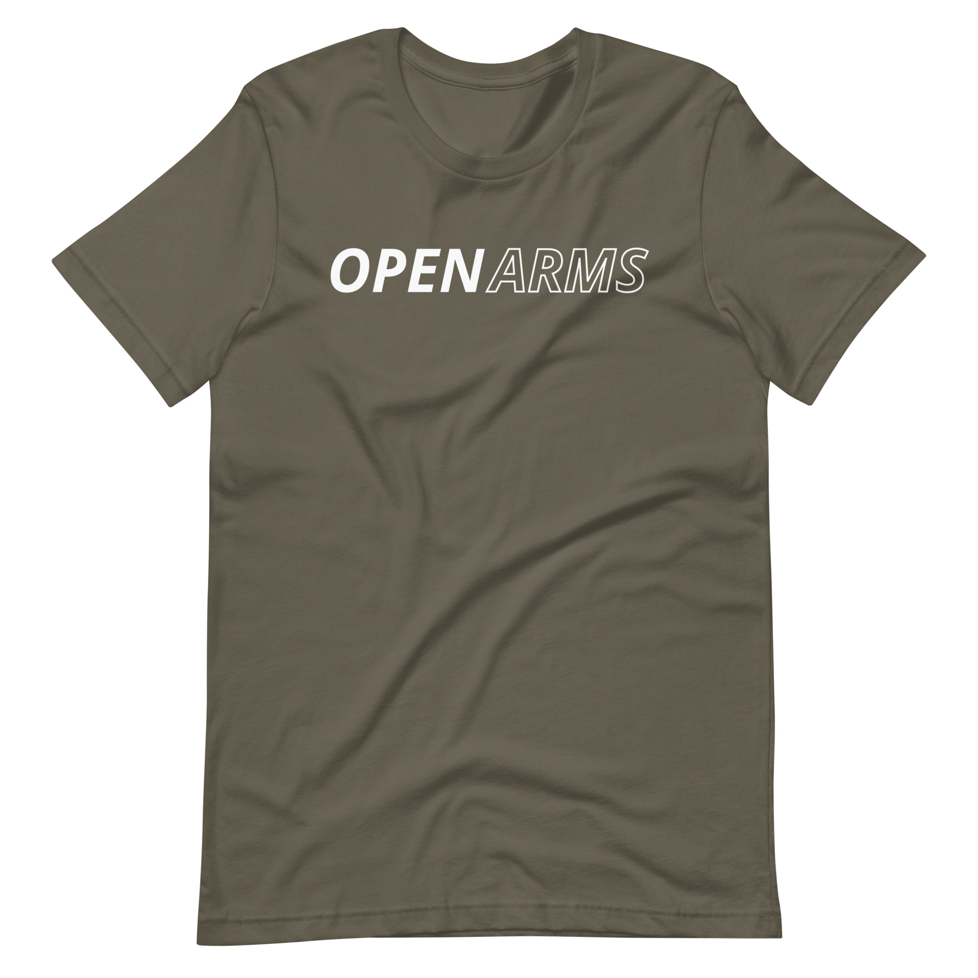 Open Arms Bold Back Unisex T-Shirt Dark - Image 26