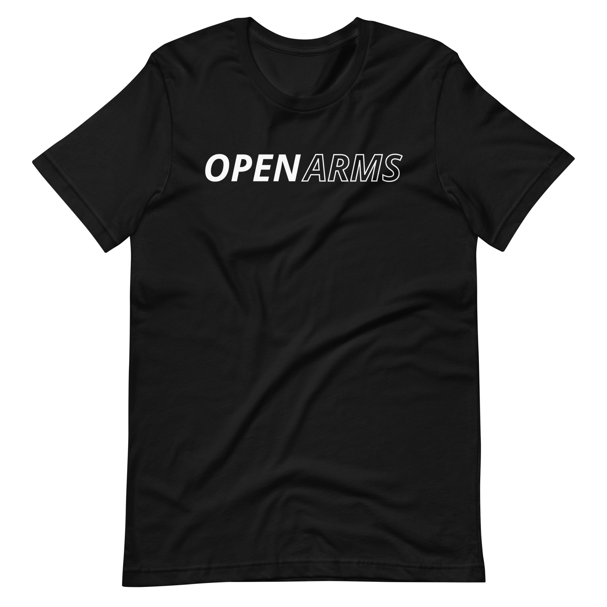 Open Arms Bold Back Unisex T-Shirt Dark - Image 8