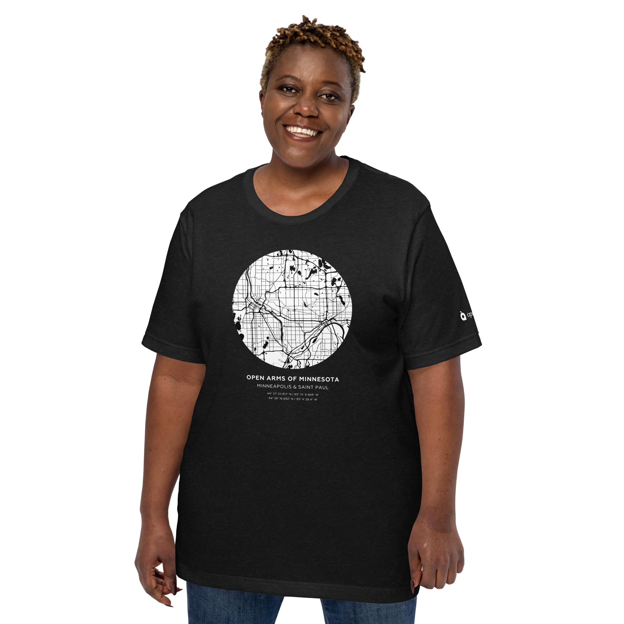 Twin Cities Map Unisex T-Shirt Dark - Image 2