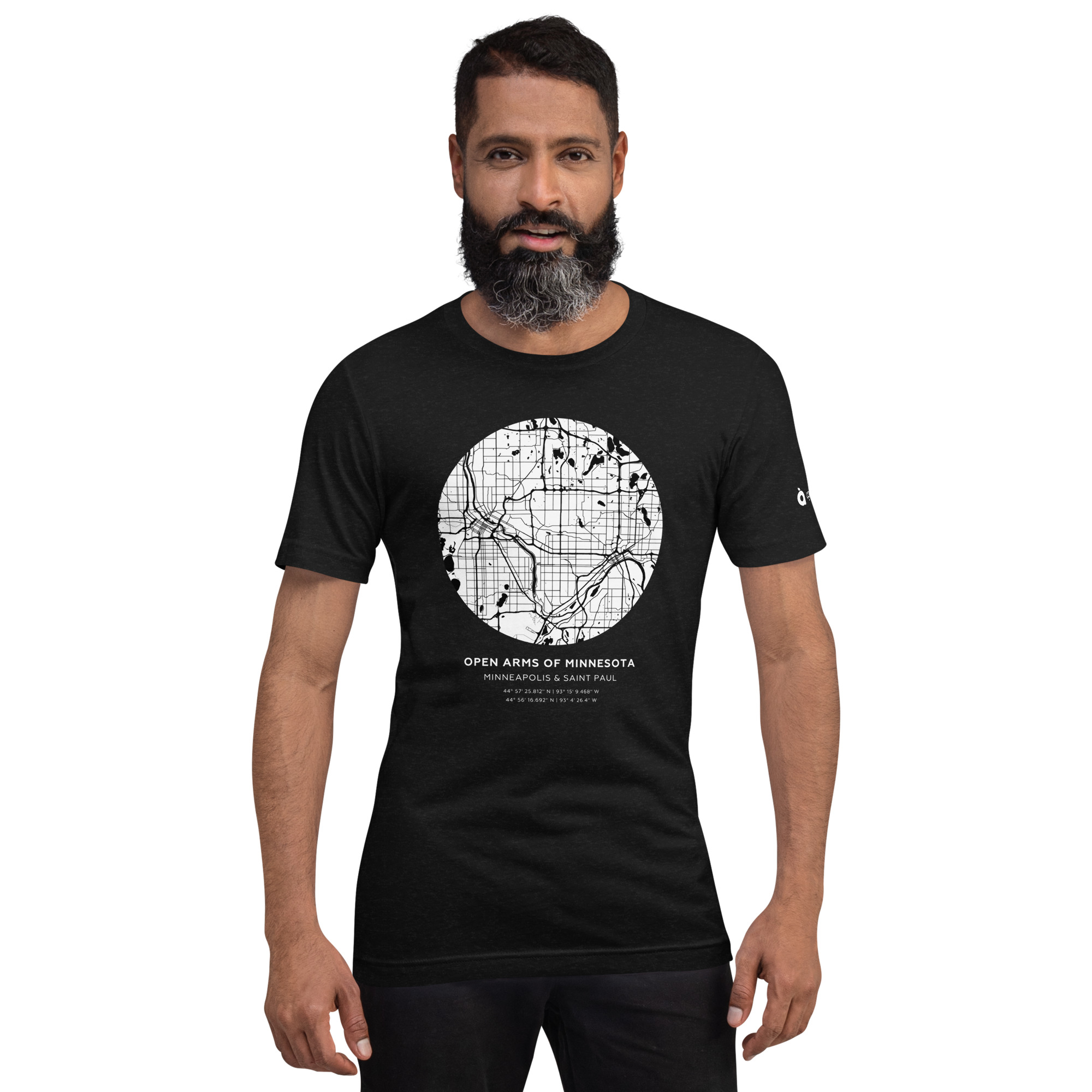 Twin Cities Map Unisex T-Shirt Dark - Image 3