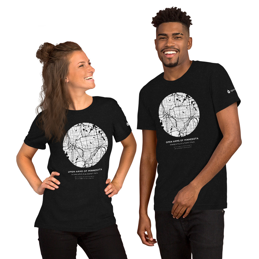 Twin Cities Map Unisex T-Shirt Dark - Image 5