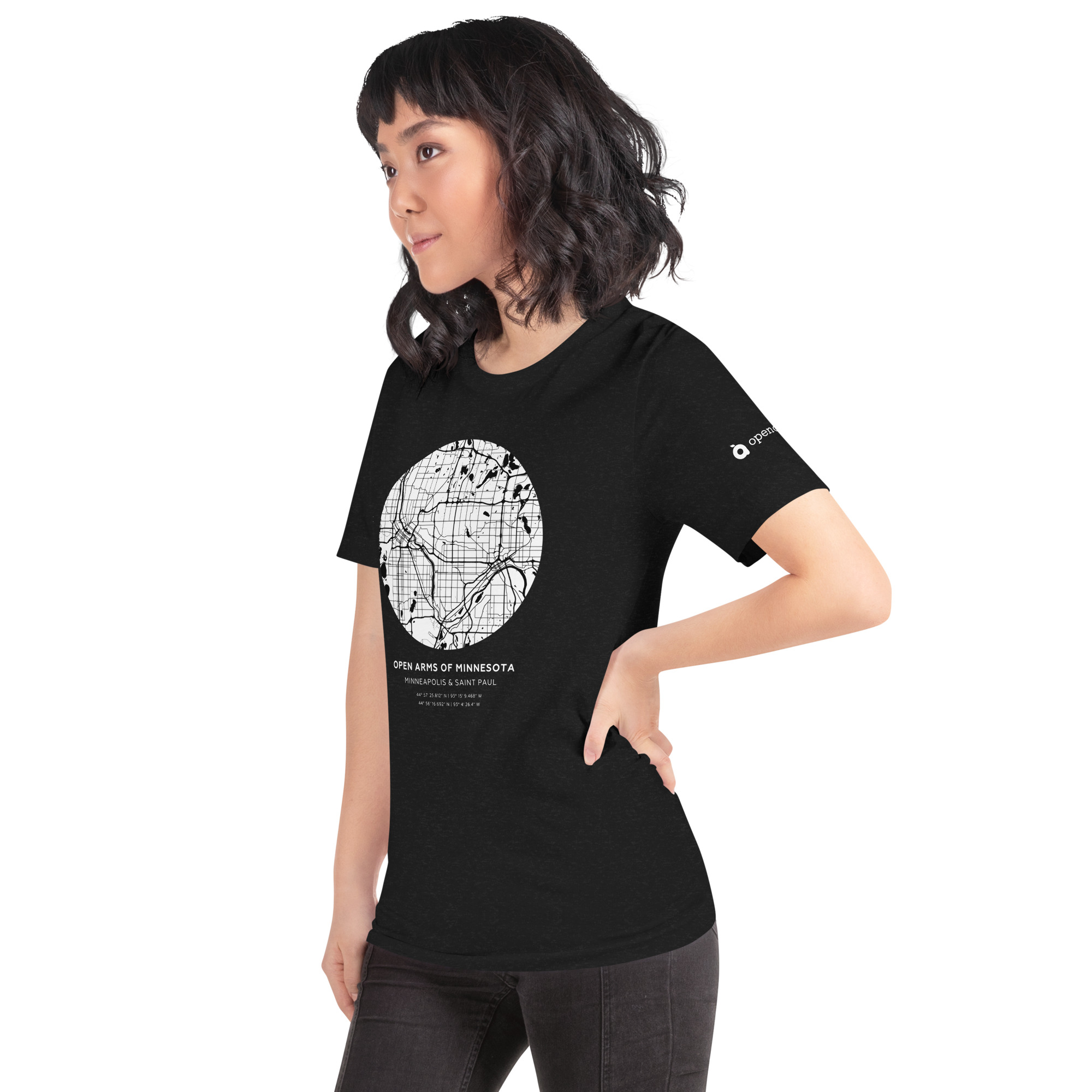 Twin Cities Map Unisex T-Shirt Dark - Image 4