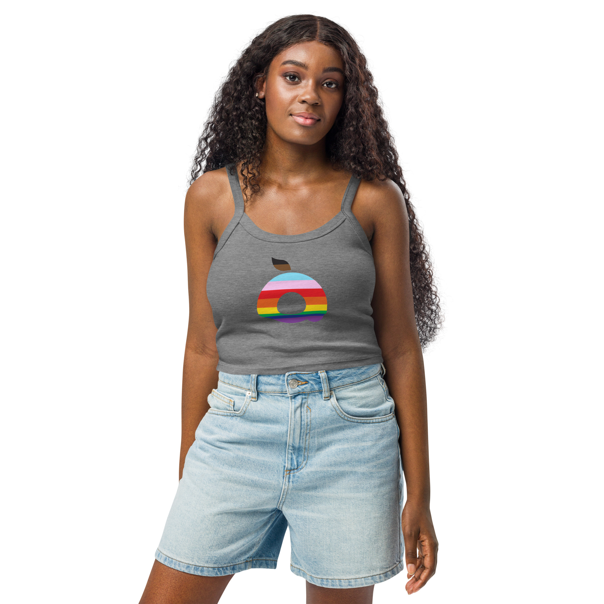 Women’s Open Arms Rainbow Logo Micro-Rib Tank Top - Image 4