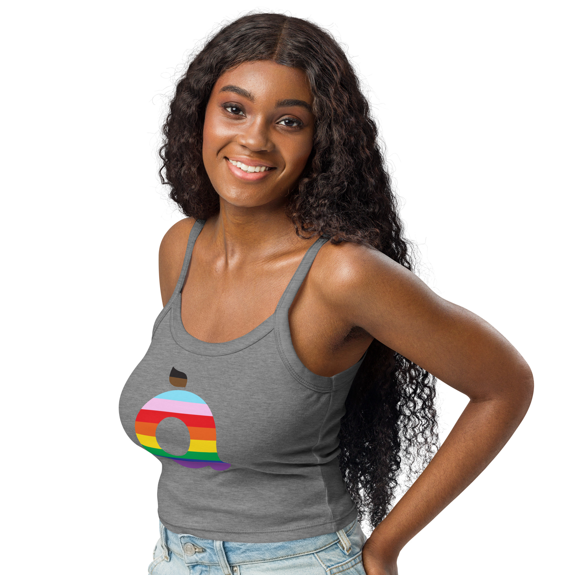 Women’s Open Arms Rainbow Logo Micro-Rib Tank Top - Image 2
