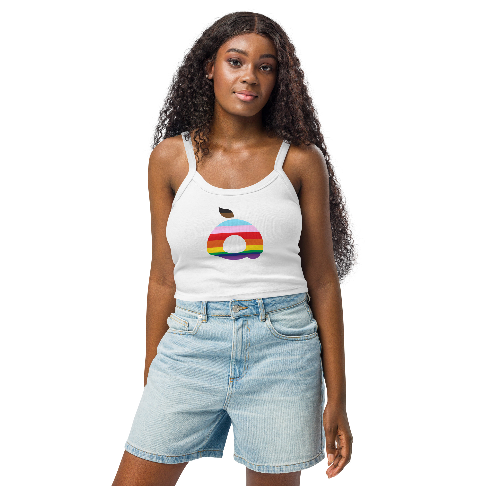 Women’s Open Arms Rainbow Logo Micro-Rib Tank Top - Image 8