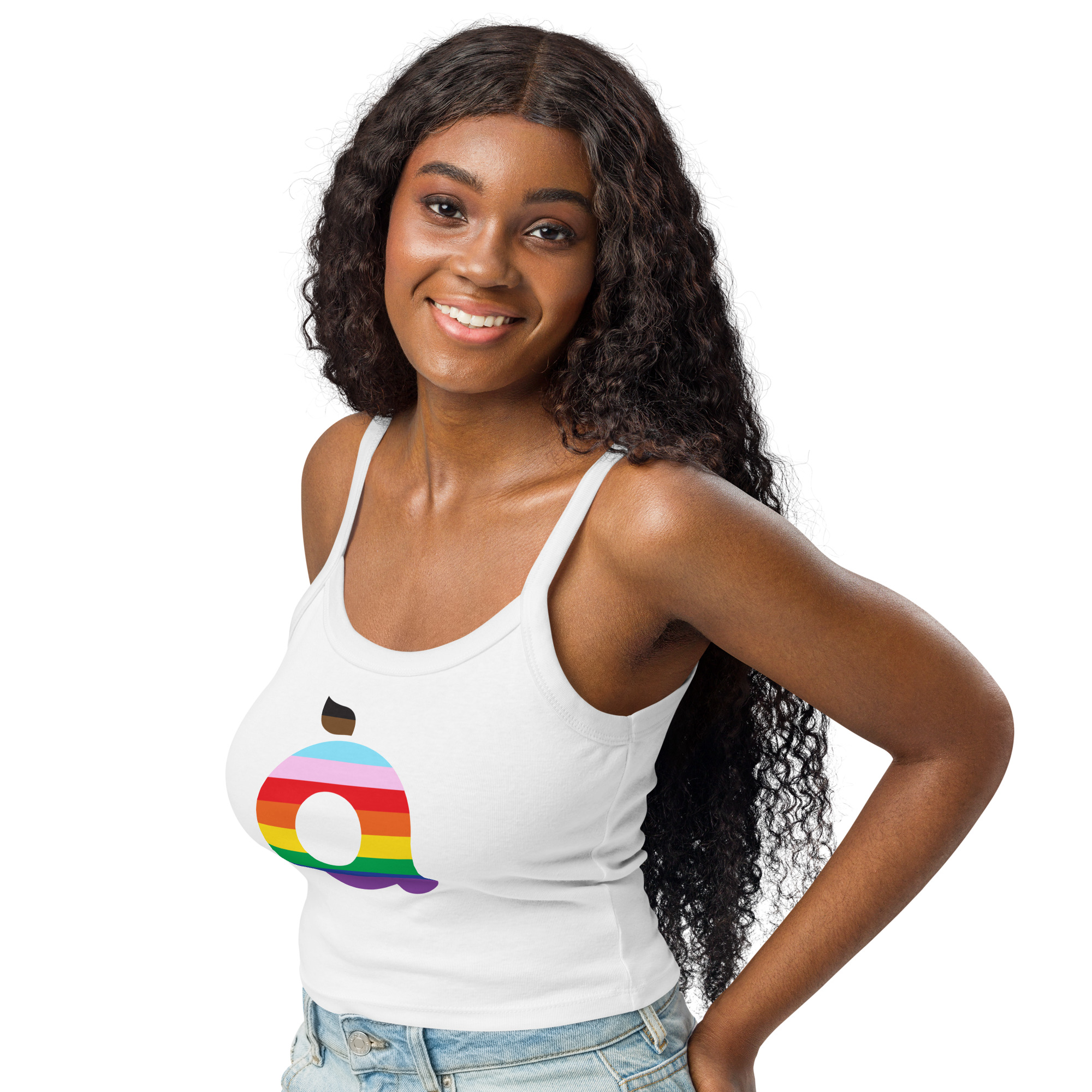 Women’s Open Arms Rainbow Logo Micro-Rib Tank Top - Image 6