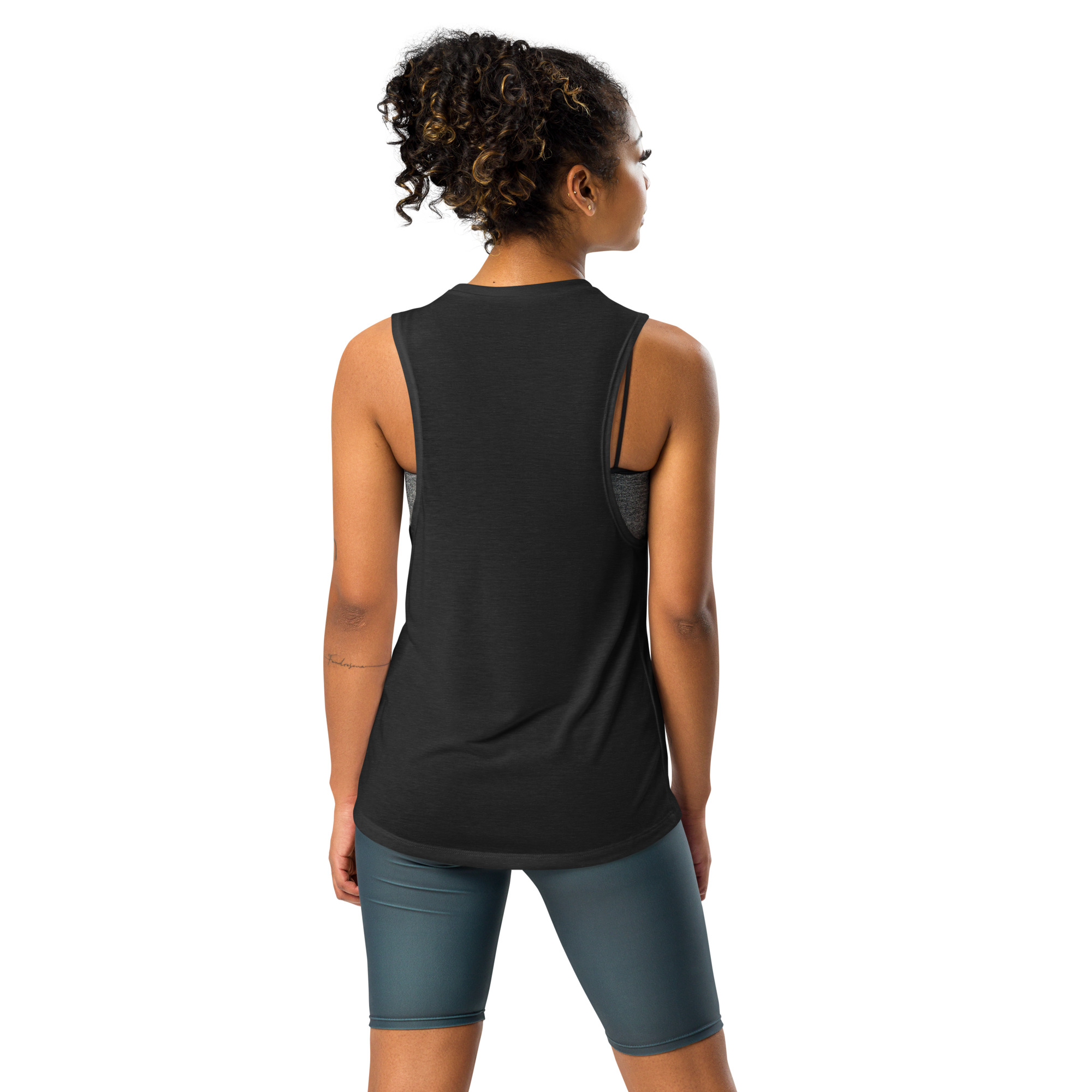 Women's Open Arms Crest Muscle Tank Dark - Image 4